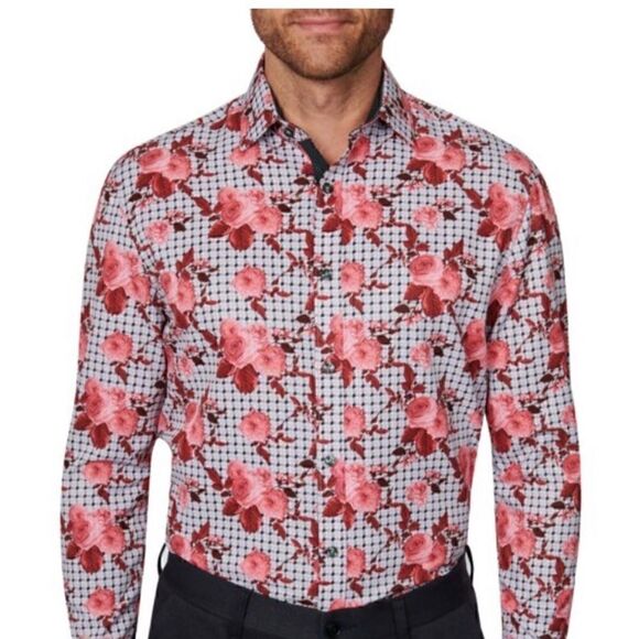 Society of Threads Men Slim Fit Floral
Performance Dress Shirt Gray Size M, red - Picture 2 of 11